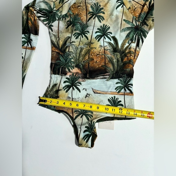 Johanna Ortiz El Palmar Palm Printed Rash Guard One Piece Swimsuit S surf beach - Picture 6 of 8